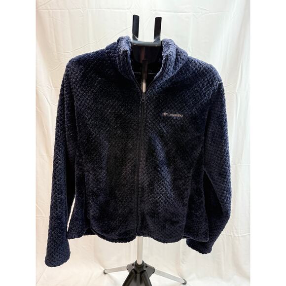 Columbia Women’s Navy Blue Fuzzy Full Zip Jacket Size XL - Picture 1 of 6